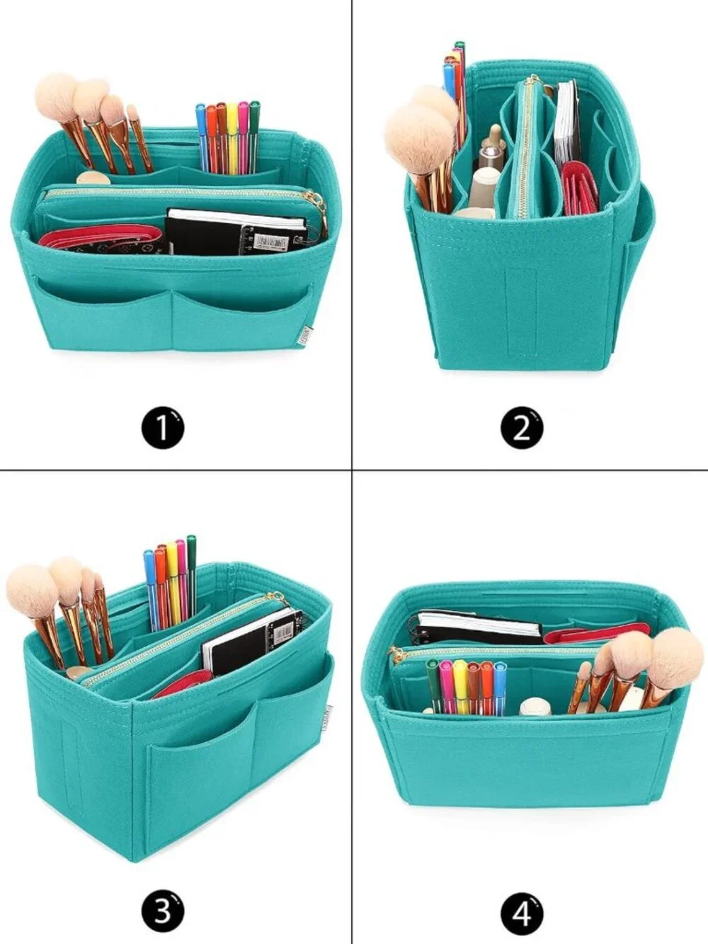 Felt Purse Organizer Insert - Tote Bag Shaper with 5 Dividers for Easy Storage